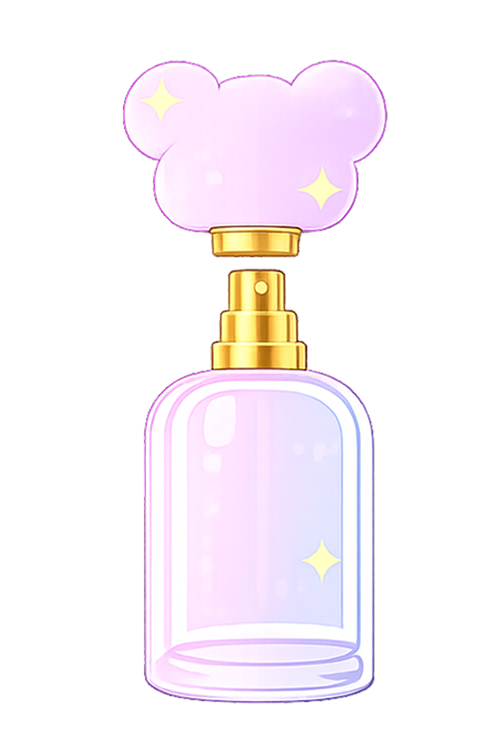 Illustrated fragrance concept with a teddy bear keepsake cap