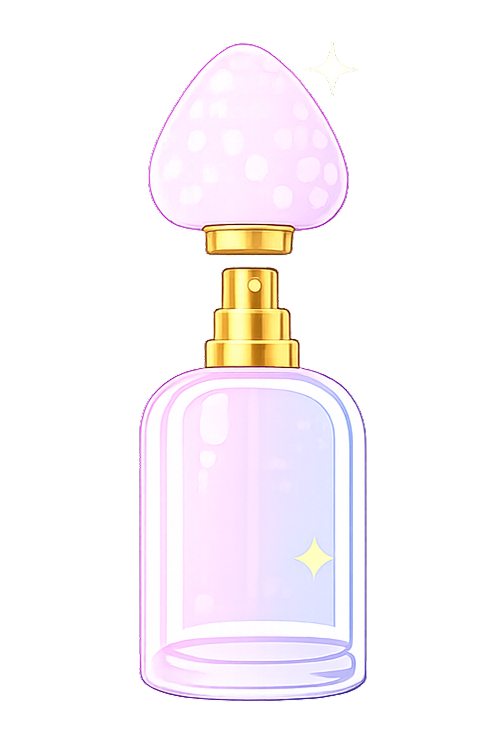 Illustrated fragrance concept with a strawberry keepsake cap